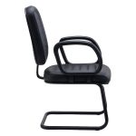 Cadeira Diretor Costurada Base em "S" Preta C/ Braços - Corino Preto - 30300