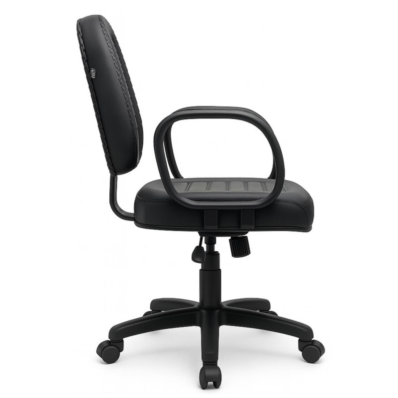 Cadeira Escritório Cadeira Diretor Costurada Giratória - Corino Preto - 30210