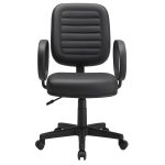 Cadeira Escritório Cadeira Diretor Costurada Giratória - Corino Preto - 30210