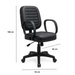Cadeira Escritório Cadeira Diretor Costurada Giratória - Corino Preto - 30210