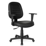 Cadeira Escritório Cadeira Giratória Diretorzinha com Braços Reguláveis - Corino Preto - 32988