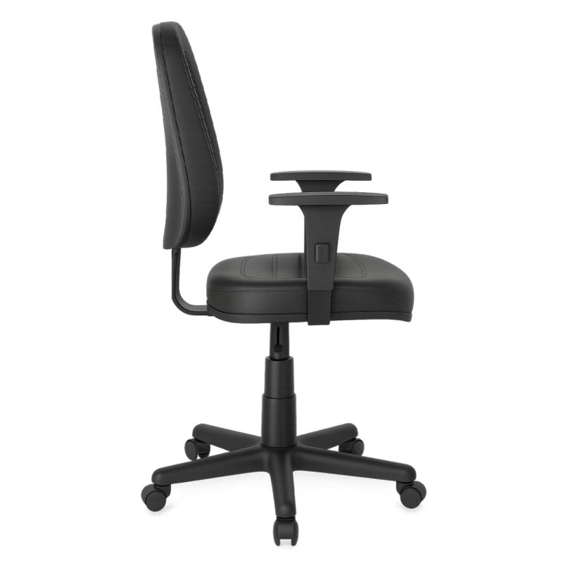 Cadeira Escritório Cadeira Giratória Diretorzinha com Braços Reguláveis - Corino Preto - 32988