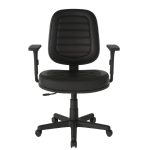 Cadeira Escritório Cadeira Giratória Diretorzinha com Braços Reguláveis - Corino Preto - 32988
