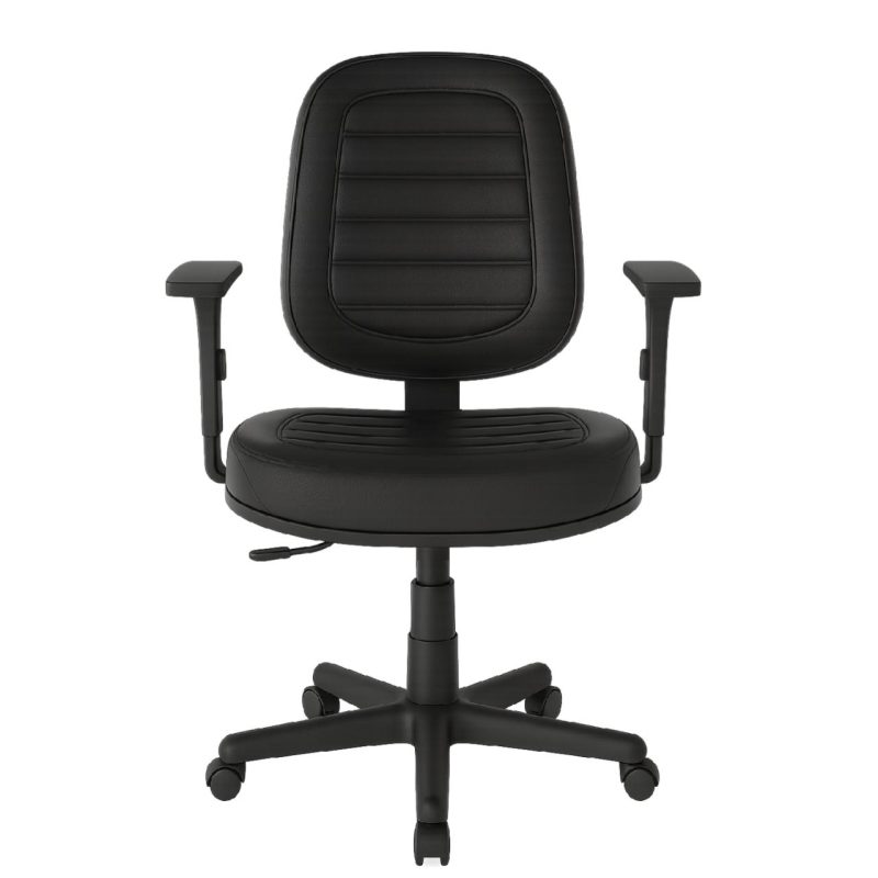 Cadeira Escritório Cadeira Giratória Diretorzinha com Braços Reguláveis - Corino Preto - 32988