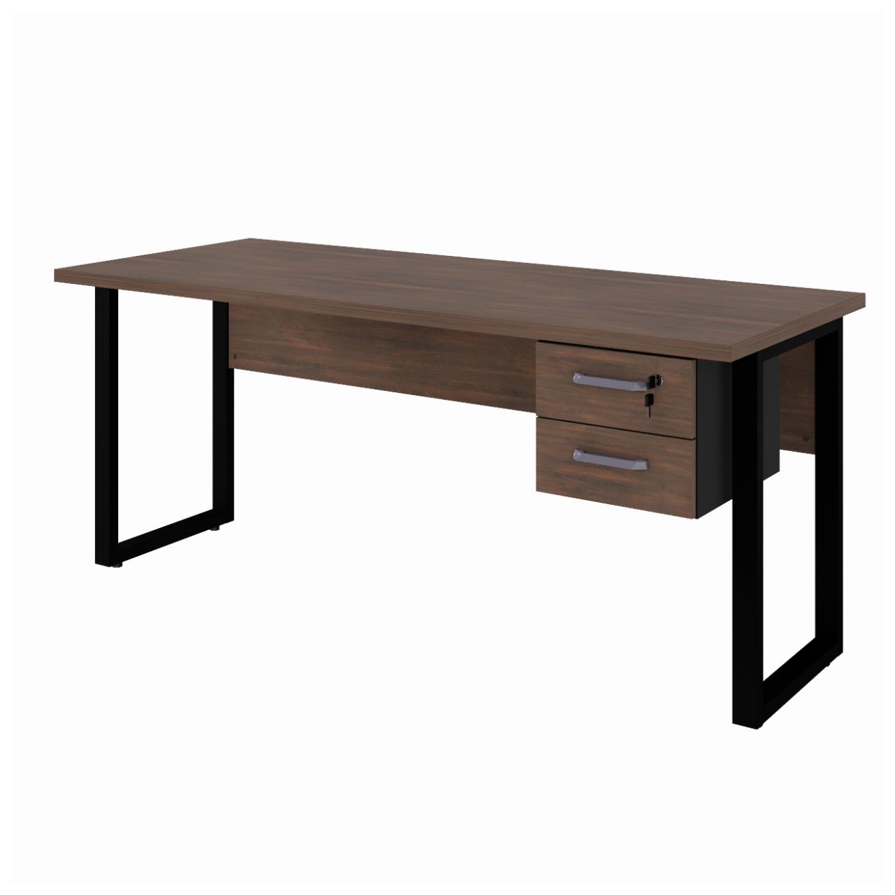 Móveis para Escritório Mesa Escritório PÉ QUADRO 1,70x0,60m - C/ Gavetas - MARSALA/PRETO - 25475