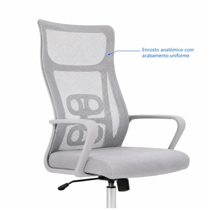 Cadeira de Escritório Cadeira de Escritório Giratória Presidente Ergonômica com Tela Mesh — Cinza