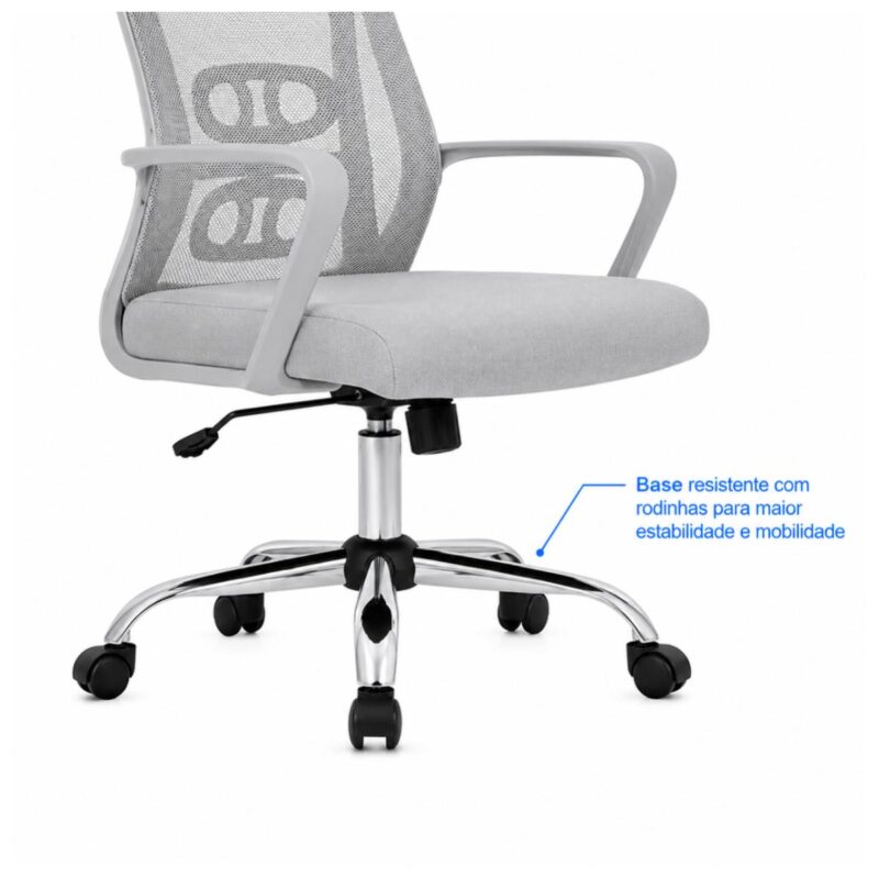 Cadeira de Escritório Cadeira de Escritório Giratória Presidente Ergonômica com Tela Mesh — Cinza