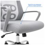 Cadeira de Escritório Cadeira de Escritório Giratória Presidente Ergonômica com Tela Mesh — Cinza