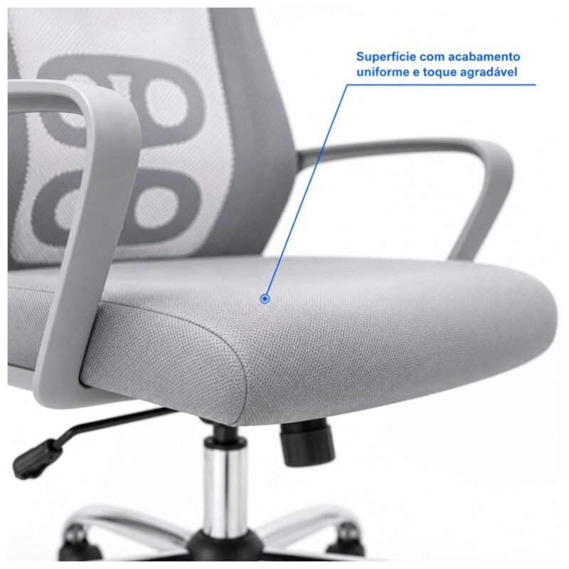 Cadeira de Escritório Cadeira de Escritório Giratória Presidente Ergonômica com Tela Mesh — Cinza