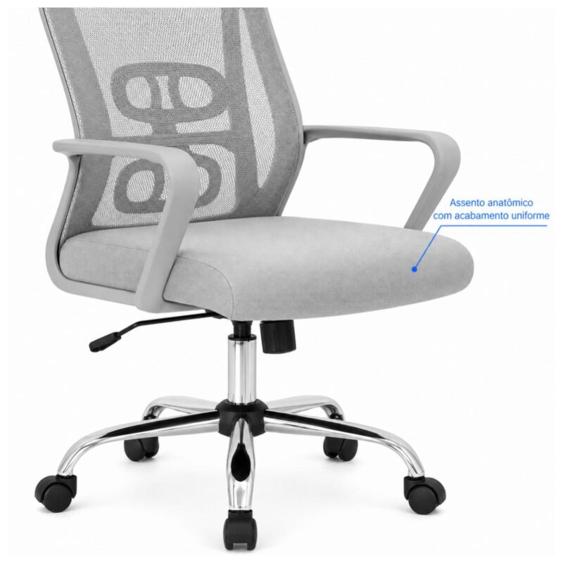 Cadeira de Escritório Cadeira de Escritório Giratória Presidente Ergonômica com Tela Mesh — Cinza