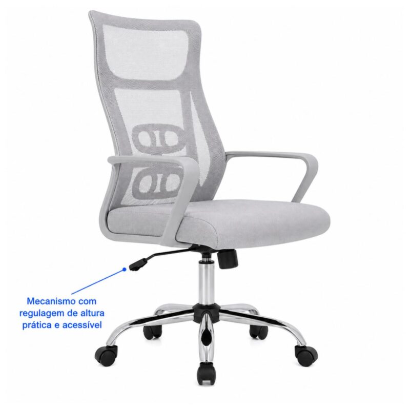 Cadeira de Escritório Cadeira de Escritório Giratória Presidente Ergonômica com Tela Mesh — Cinza