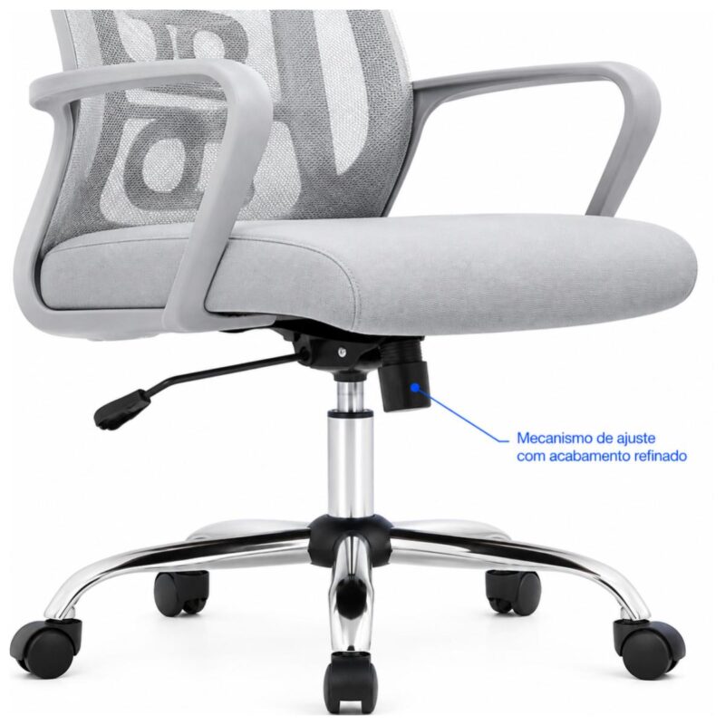 Cadeira de Escritório Cadeira de Escritório Giratória Presidente Ergonômica com Tela Mesh — Cinza