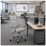 Cadeira de Escritório Cadeira de Escritório Giratória Presidente Ergonômica com Tela Mesh — Cinza