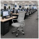 Cadeira de Escritório Cadeira de Escritório Giratória Presidente Ergonômica com Tela Mesh — Cinza