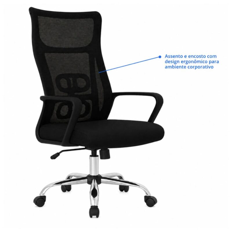 Cadeira de Escritório Cadeira Presidente em Tela Mesh com Sistema Ergonômico Avançado