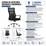 Cadeira de Escritório Cadeira Presidente em Tela Mesh com Sistema Ergonômico Avançado