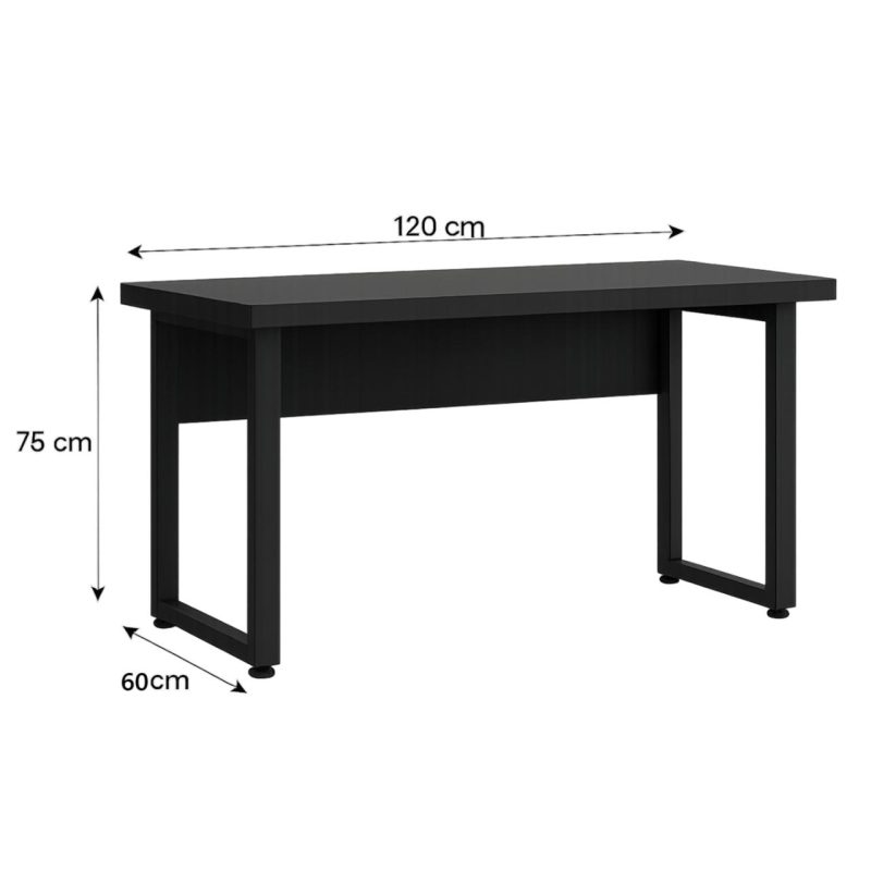 Móveis para Escritório Mesa Escritório PÉ QUADRO - 1,20x0,60m - S/ Gavetas - PRETO / PRETO - 26001