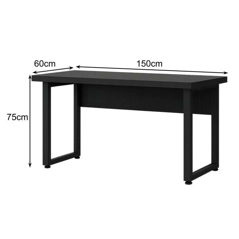 Móveis para Escritório Mesa Escritório PÉ QUADRO - 1,50x0,60m - S/ Gavetas - PRETO / PRETO - 26002