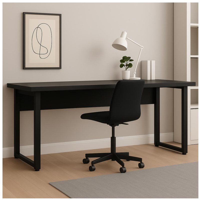 Móveis para Escritório Mesa Escritório PÉ QUADRO - 1,70x0,70m - S/ Gavetas - PRETO / PRETO - 26003