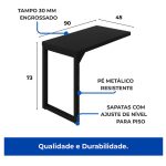 Móveis para Escritório Mesa AUX PÉ QUADRO - 0,90x0,45m - PRETO/PRETO - 26004