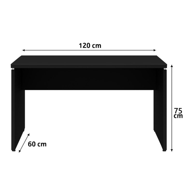 Móveis para Escritório Mesa Escritório 1,20x0,60m - S/ Gavetas - PRETO/PRETO - 26005
