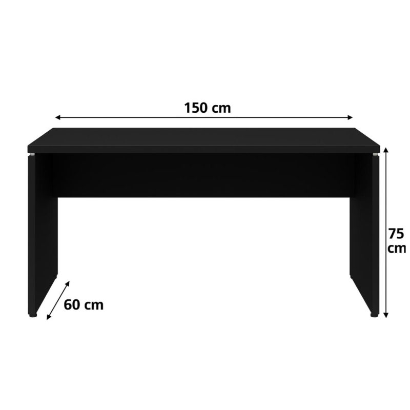 Móveis para Escritório Mesa Escritório 1,50x0,60m - S/ Gavetas - PRETO/PRETO - 26006