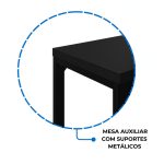 Móveis para Escritório Mesa em L PÉ QUADRO (Mesa 1,50m + Mesa Auxiliar) - S/ Gavetas - PRETO / PRETO - 26010