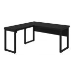 Móveis para Escritório Mesa em L PÉ QUADRO (Mesa 1,50m + Mesa Auxiliar) - S/ Gavetas - PRETO / PRETO - 26010