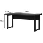 Móveis para Escritório Mesa em L PÉ QUADRO (Mesa 1,70m + Mesa Auxiliar) - S/ Gavetas - PRETO / PRETO - 26011