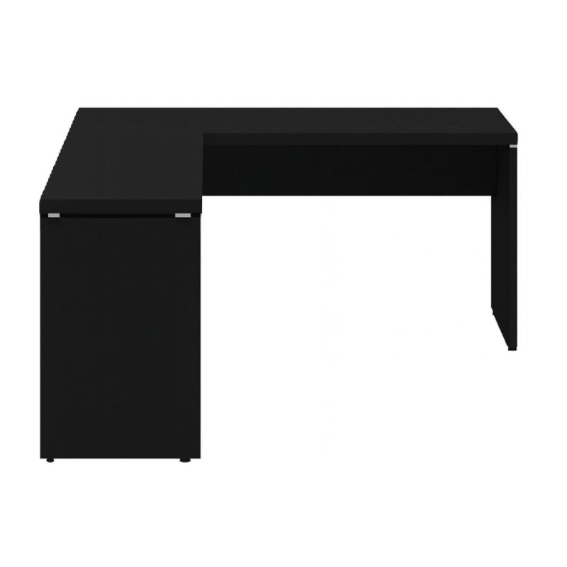 Móveis para Escritório Mesa em L PÉ PAINEL (Mesa 1,50m + Mesa Auxiliar) - S/ Gavetas - PRETO / PRETO - 26012