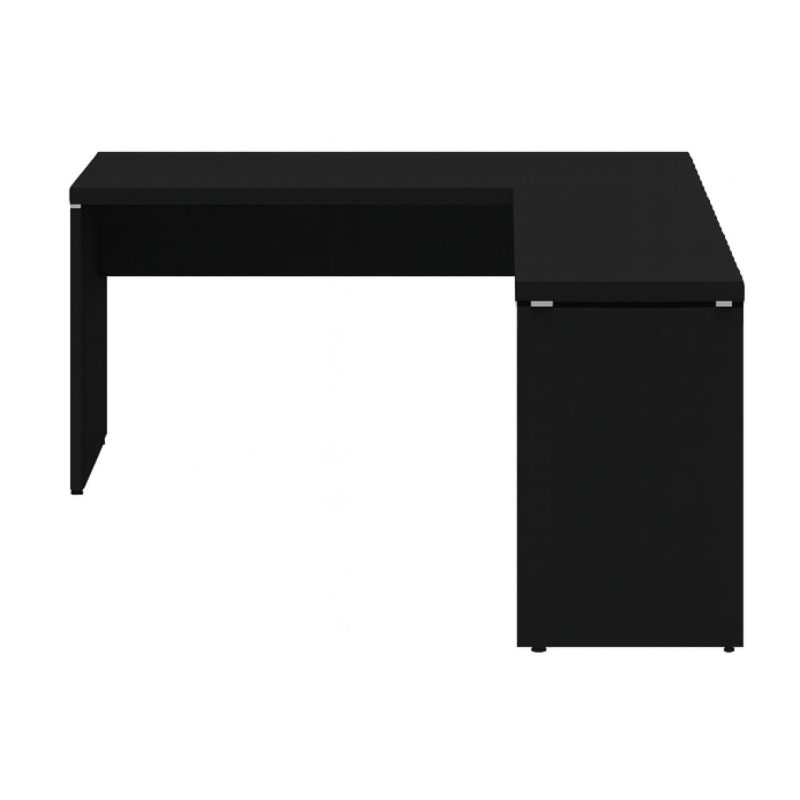 Móveis para Escritório Mesa em L PÉ PAINEL (Mesa 1,50m + Mesa Auxiliar) - S/ Gavetas - PRETO / PRETO - 26012