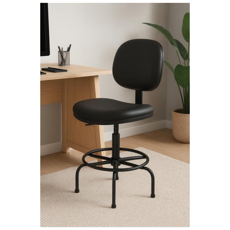 Cadeira Escritório Cadeira Caixa EXECUTIVA LISA  sem Braços - (Aranha MARTIFLEX) - Cor Preta - 35031