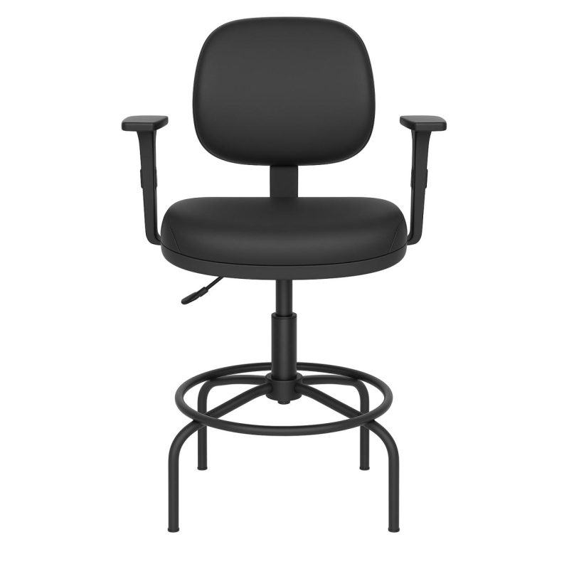 Cadeira Escritório Cadeira Caixa EXECUTIVA LISA com Braços Reguláveis - (Aranha ALTA) - Cor Preta - 35003