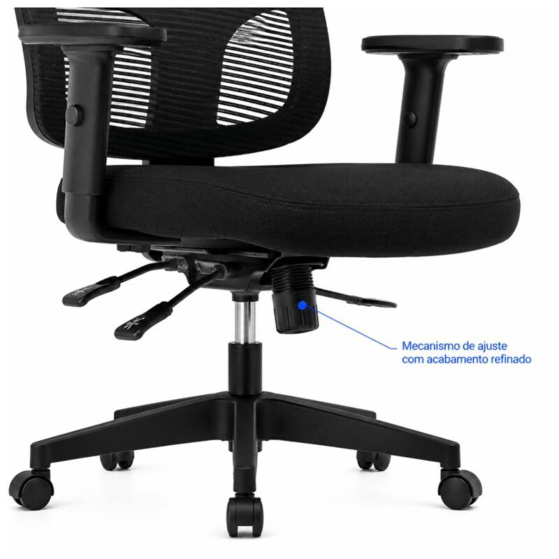 Cadeira de Escritório Cadeira Ergonômica para Escritório NR17 Tela Mesh e Estrutura Preta Fosca