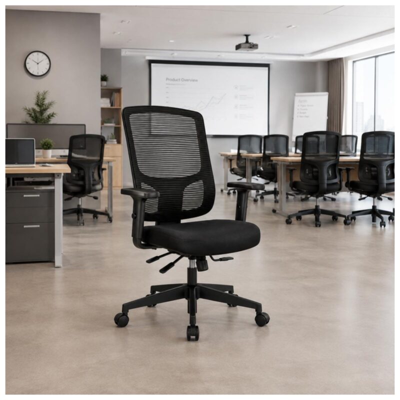 Cadeira de Escritório Cadeira Ergonômica para Escritório NR17 Tela Mesh e Estrutura Preta Fosca