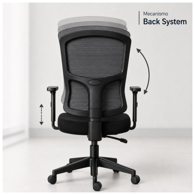 Cadeira de Escritório Cadeira Ergonômica para Escritório NR17 Tela Mesh e Estrutura Preta Fosca