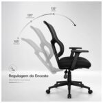 Cadeira de Escritório Cadeira Ergonômica para Escritório NR17 Tela Mesh e Estrutura Preta Fosca