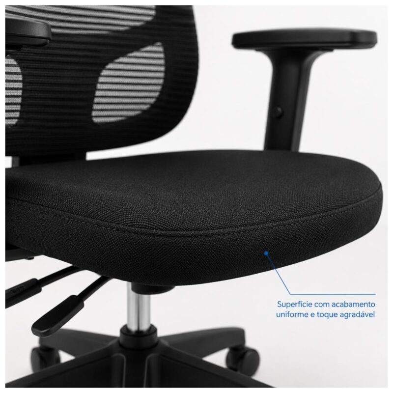 Cadeira de Escritório Cadeira Ergonômica para Escritório NR17 Tela Mesh e Estrutura Preta Fosca