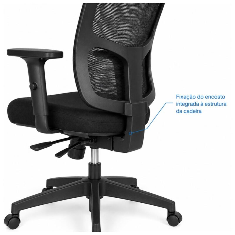 Cadeira de Escritório Cadeira Ergonômica para Escritório NR17 Tela Mesh e Estrutura Preta Fosca
