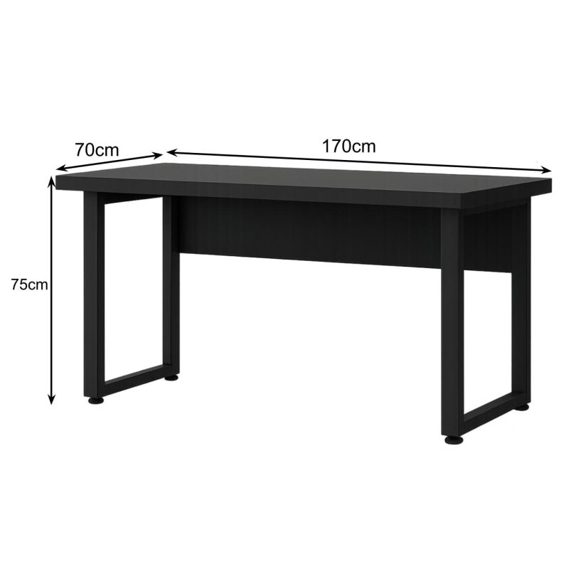 Móveis para Escritório Mesa Escritório PÉ QUADRO - 1,70x0,70m - S/ Gavetas - PRETO / PRETO - 26003