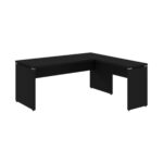 Móveis para Escritório Mesa em L PÉ PAINEL (Mesa 1,50m + Mesa Auxiliar) - S/ Gavetas - PRETO / PRETO - 26012