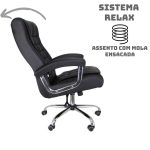 Cadeira Escritório Poltrona LUXO IMPORTADA Concha Dupla Syncron - Couríssimo Preto - 30017