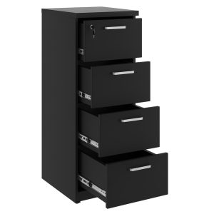 Arquivo de Madeira para Pasta Suspensa com 4 Gavetas - MDP PRETO - 26035