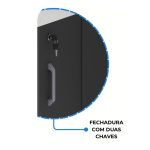 Móveis para Escritório Armário Alto com Portas Inferiores e Prateleiras Abertas – MDP Preto - 26033
