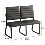 Sofanete para Escritório Estofada com 02 Lugares - TRIX - Pés PRETO - 35120