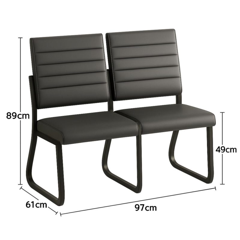 Sofanete para Escritório Estofada com 02 Lugares - TRIX - Pés PRETO - 35120