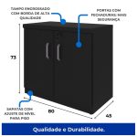 Móveis para Escritório Armário Baixo com Prateleiras Internas – MDP Preto - 26030