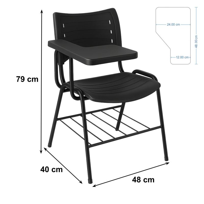 Sem categoria Cadeira Universitária Plástica Prancheta PLÁSTICA - MRPlast Preto - 34030