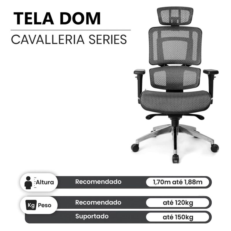 Cadeira Escritório Cadeira de Escritório Presidente TELA DOM - Cor Preta - 32869