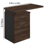 Móveis para Escritório Mesa AUXILIAR c/ 03 Gavetas Pedestal 40mm - WORKSTART - MARSALA/PRETO - 51020